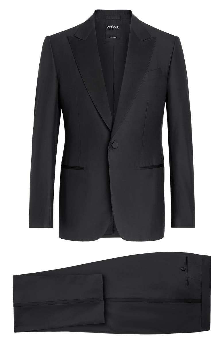 ZEGNA Trofeo 600 Wool & Silk Tuxedo, Alternate, color, Black