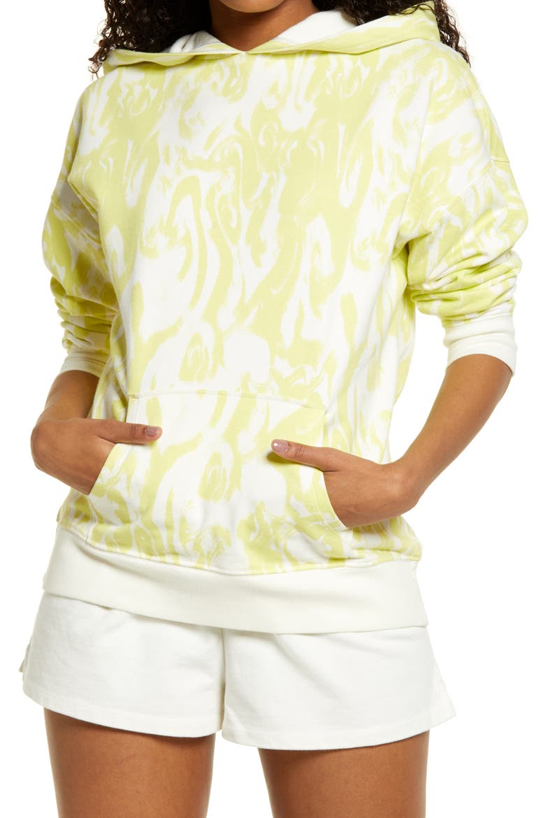 Hooded Pullover, Main, color, IVORY- GREEN NOVA ABSTRACT