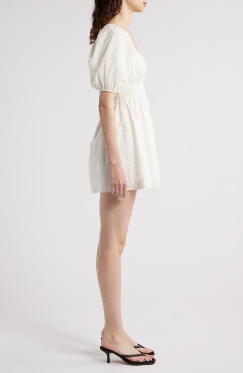 Faithfull The Brand Sophia Shirred Cotton Minidress In White