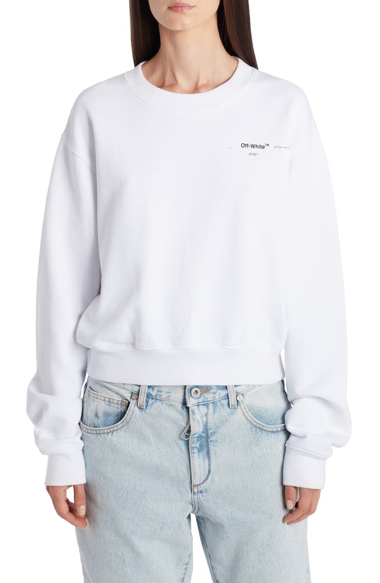 Off-White Puzzle Arrow Logo Cotton Sweatshirt, Main, color, 