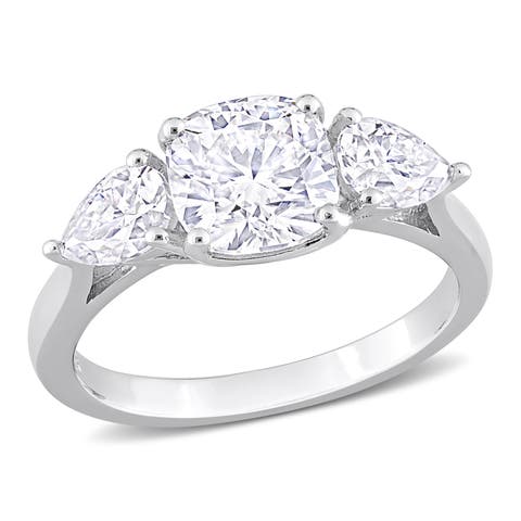3CT DEW Moissanite 3-Stone Ring
