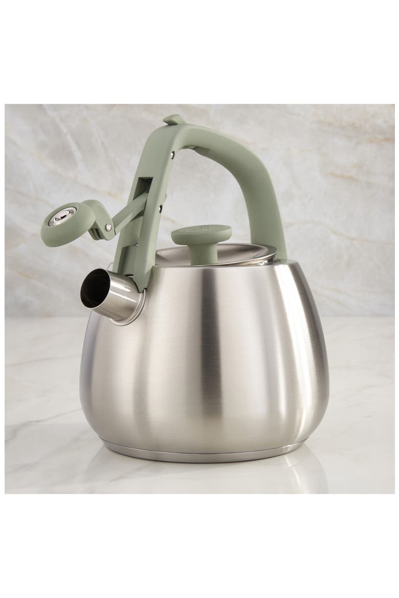 Leo 2.1-Quart Whistling Kettle, Alternate, color, SAGE