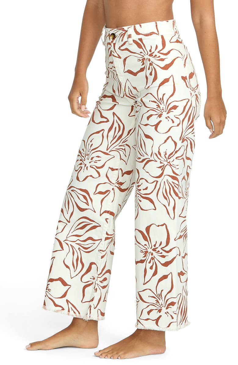 Billabong Free fall Print Wide Leg Twill Pants, Alternate, color, Salt Crystal