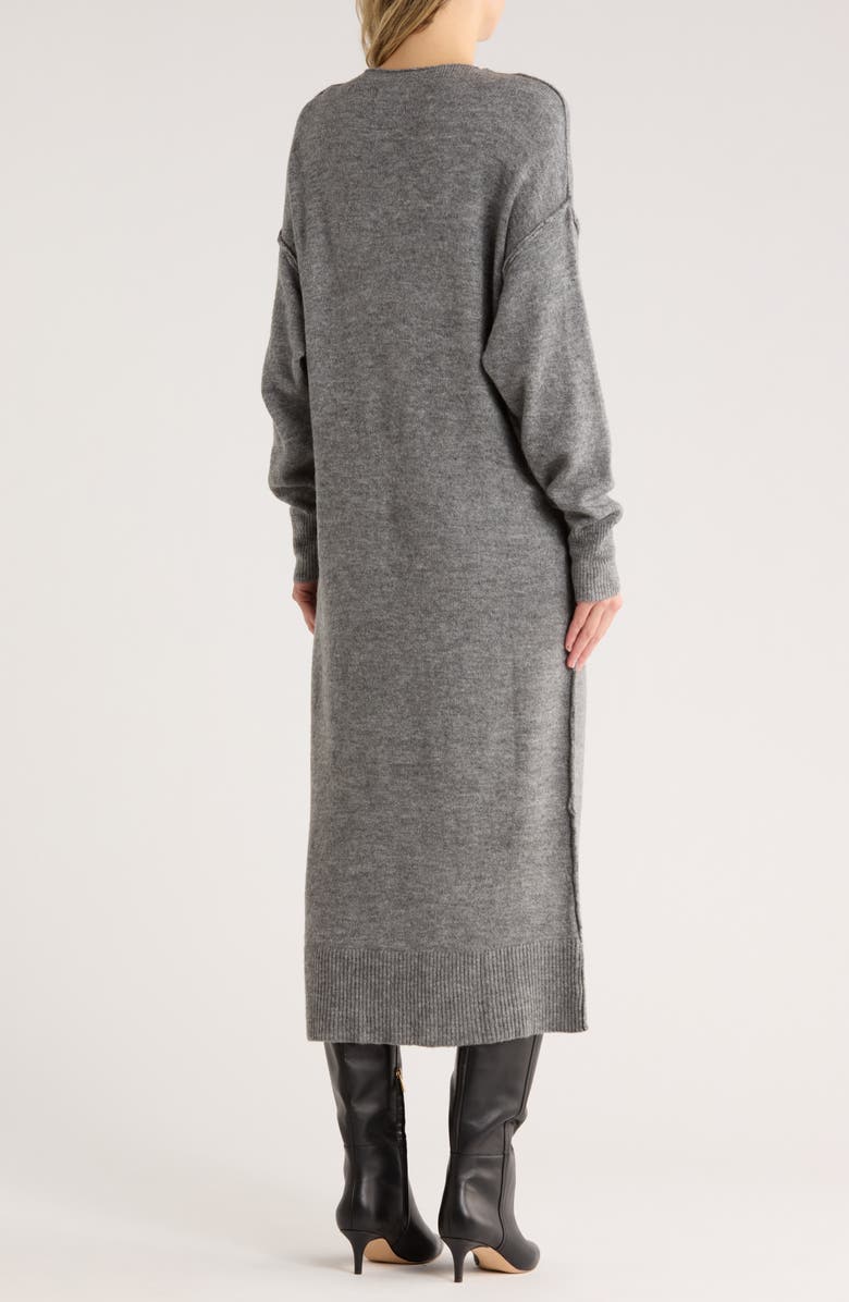 STITCHDROP Tribeca Long Sleeve Midi Sweater Dress, Alternate, color, Charcoal