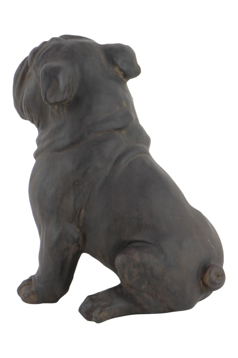 Brown Polystone Bull Dog Sculpture, Alternate, color, BROWN