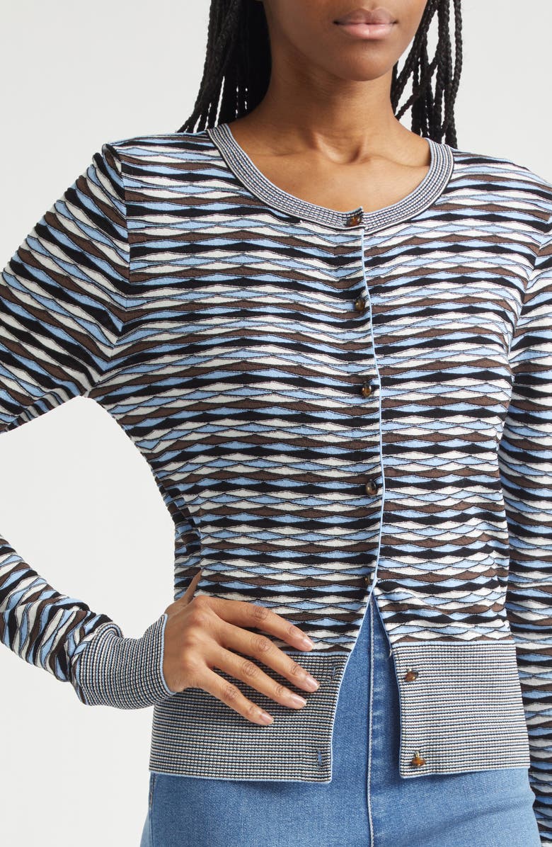 Veronica Beard Cambria Button Front Knit Cardigan, Alternate, color, Blue Jay Multi