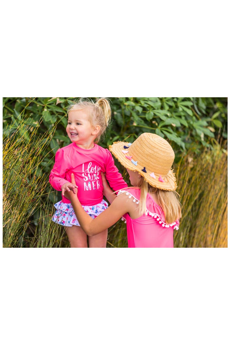 Pretty Petals Ruffle Two-Piece Rashguard Swimsuit, Alternate, color, PINK