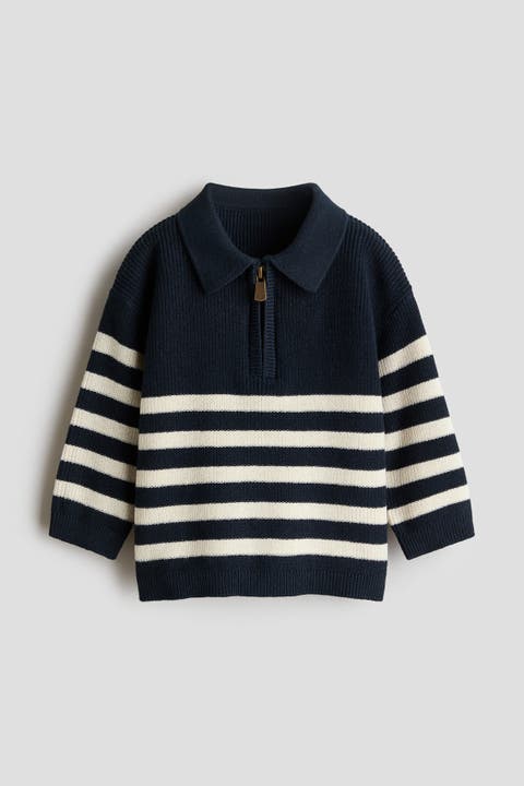 Cotton-knit Polo Sweater