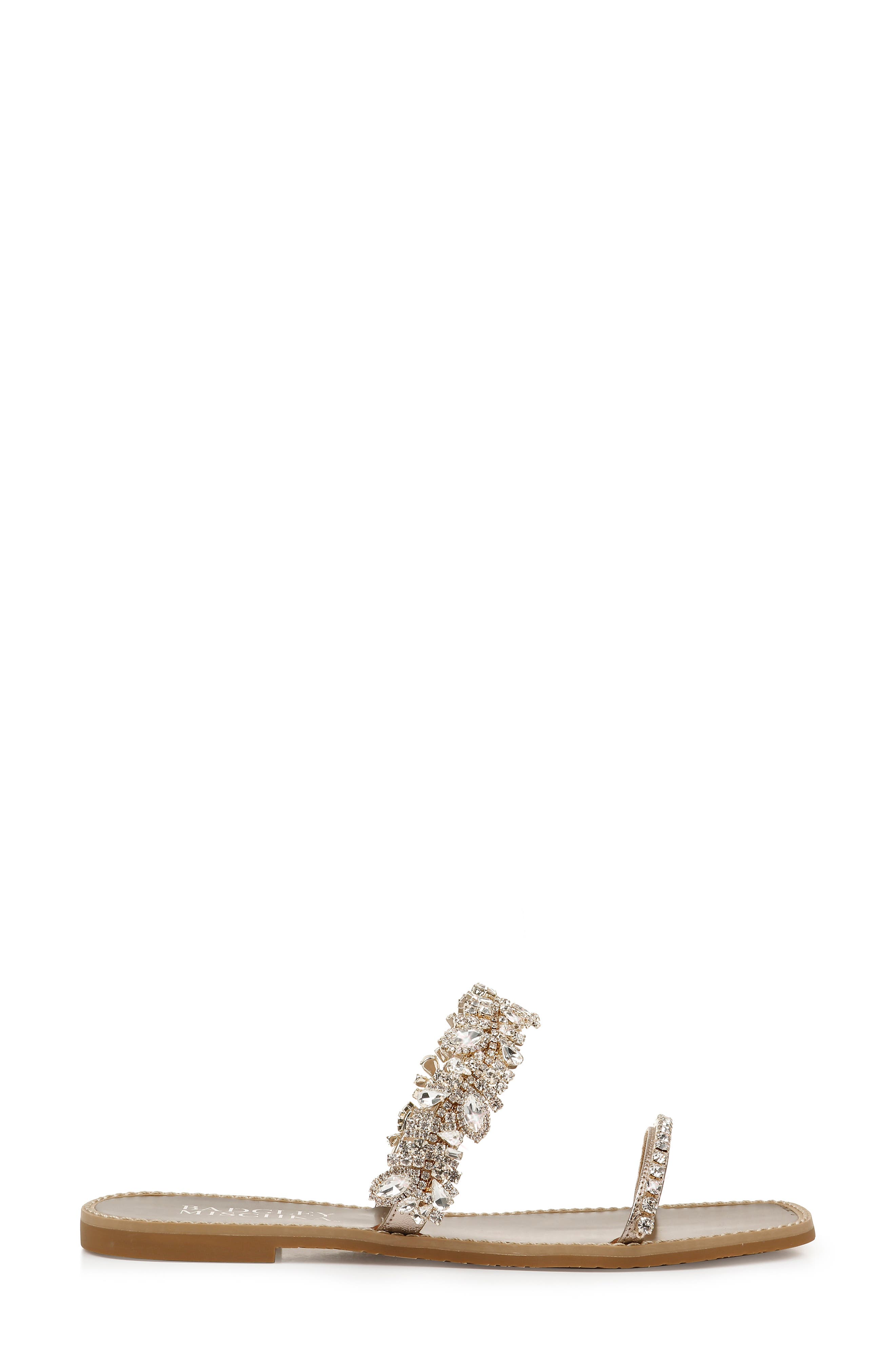 Badgley Mischka Jenelle Embellished Slide Sandal, Alternate, color, CHAMPAGNE NAPPA LEATHER
