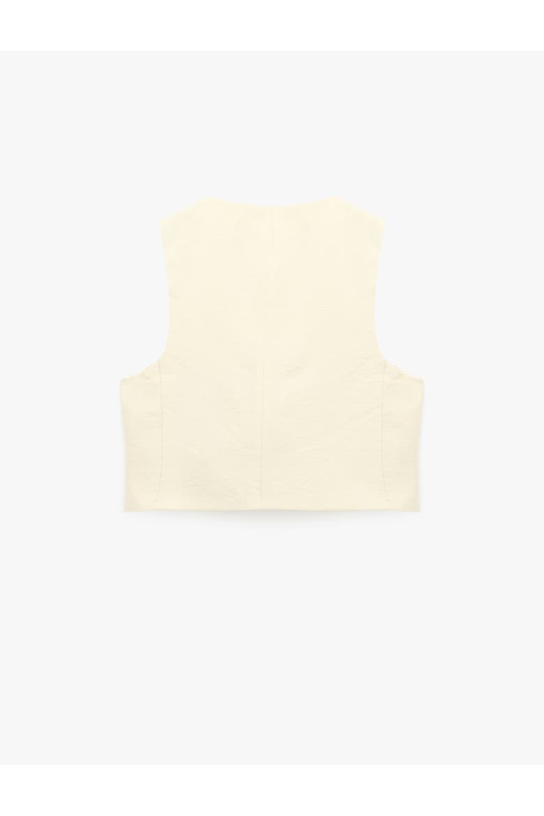 V-Neck Sleeveless Tailored Buttoned Vest, Alternate, color, cream