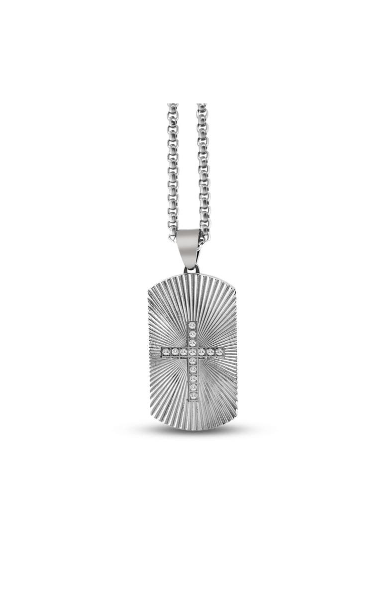 Anna Zuckerman Raylur Cross Dog Tag Necklace, Main, color, Platinum