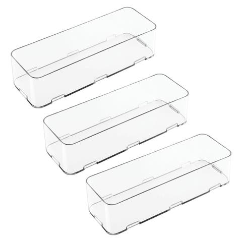 Interlocking Plastic Drawer Organizer - Set of 3 - Clear