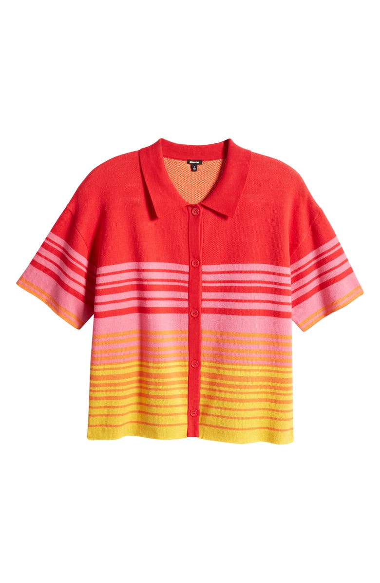 Monrow Sunset Stripe Polo Sweater, Alternate, color, Sunset