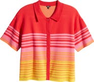 Monrow Sunset Stripe Polo Sweater