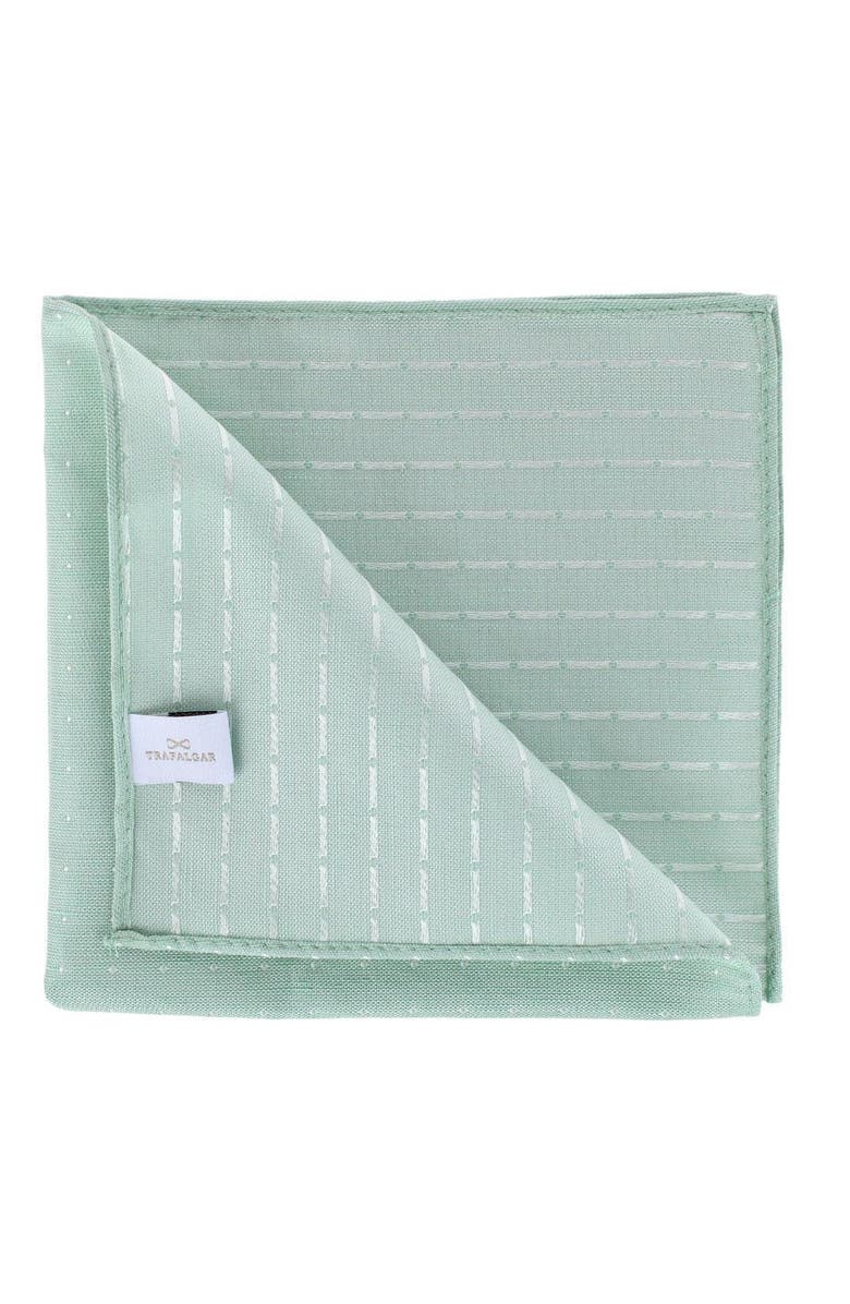 Trafalgar Churchill Chambray 12-Inch Polka Dot Linen Blend Pocket Square, Alternate, color, Light Green With Polka Dots