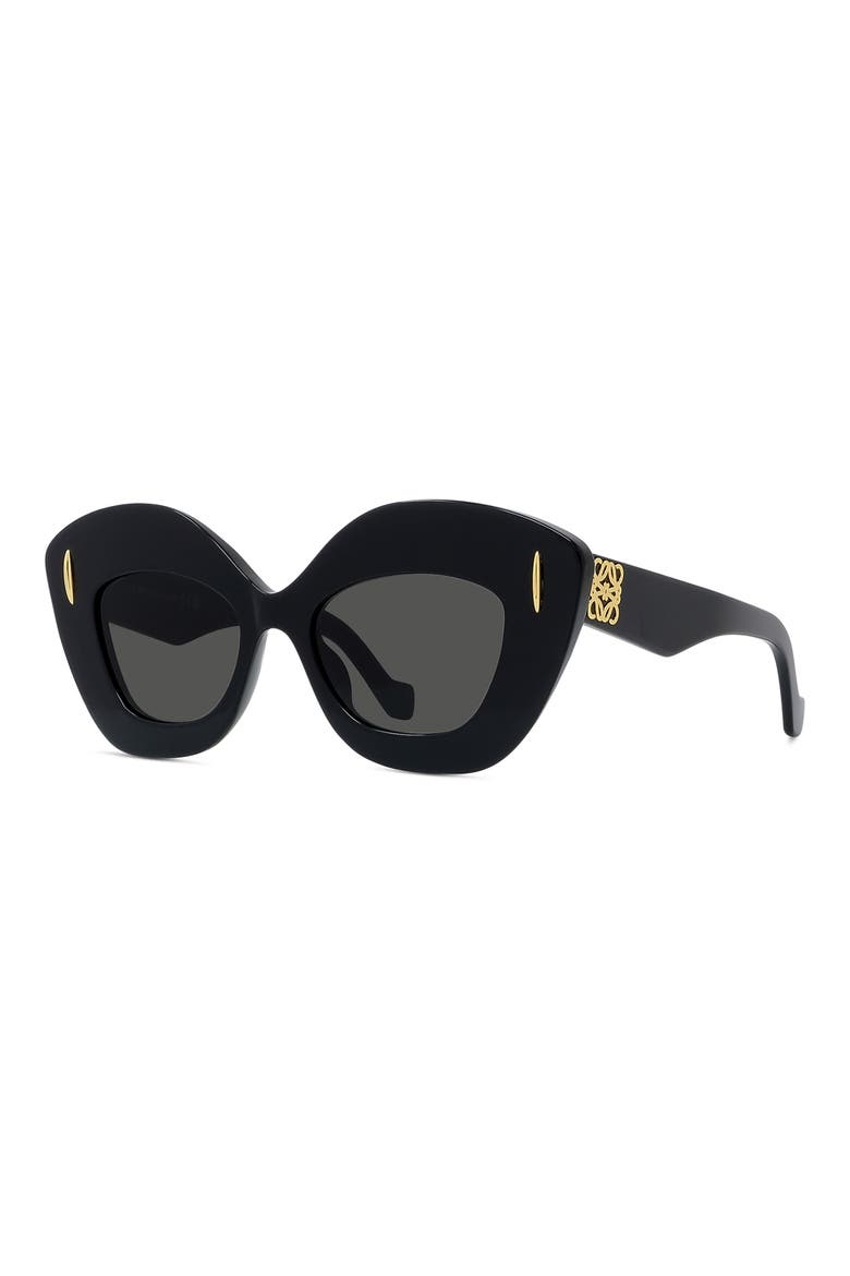Anagram 48mm Small Cat Eye Sunglasses, Alternate, color, BLACK / SMOKE