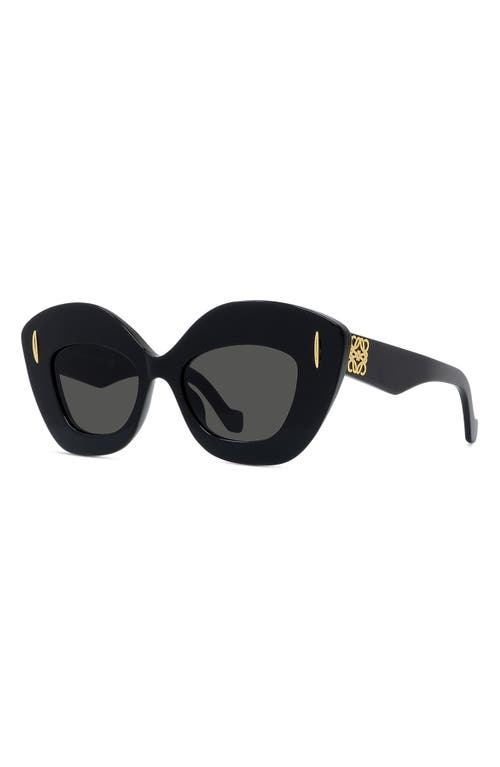 Loewe Anagram 48mm Small Cat Eye Sunglasses In Black