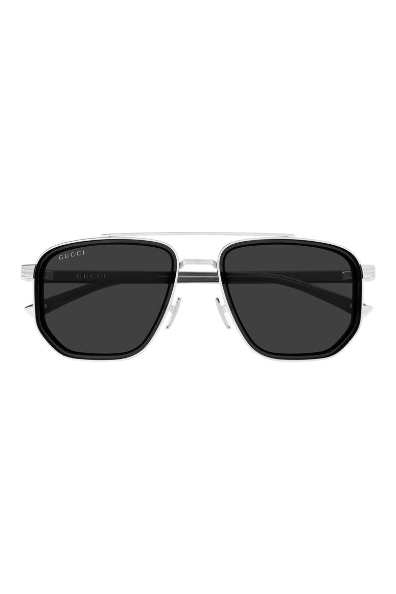 55mm Square Sunglasses, Main, color, SILVER / GREY LENS