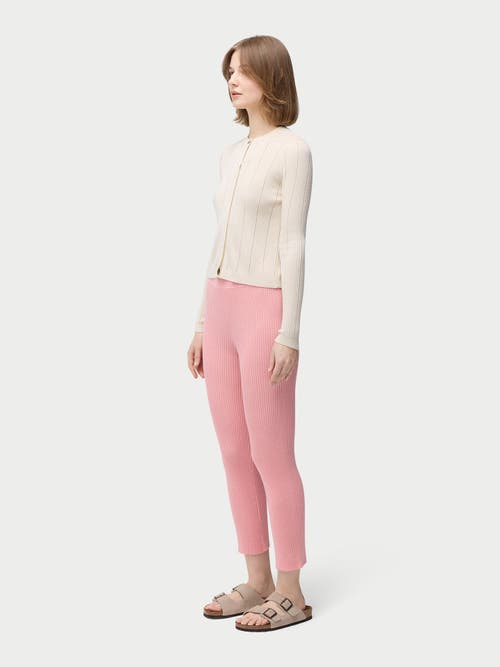 Gobi Mongolian Cashmere Rib-knit Cashmere Silk Pants In Pink Icing