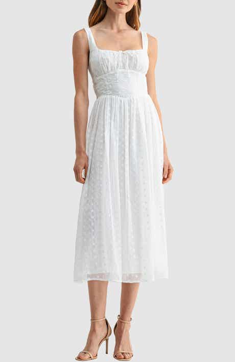Lush Square Neck Eyelet Midi Dress