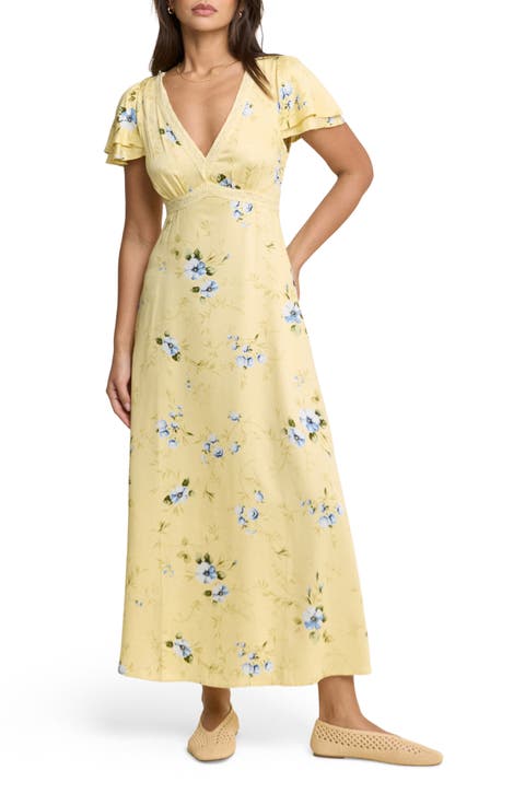 Iris Trim Floral Print Maxi Dress