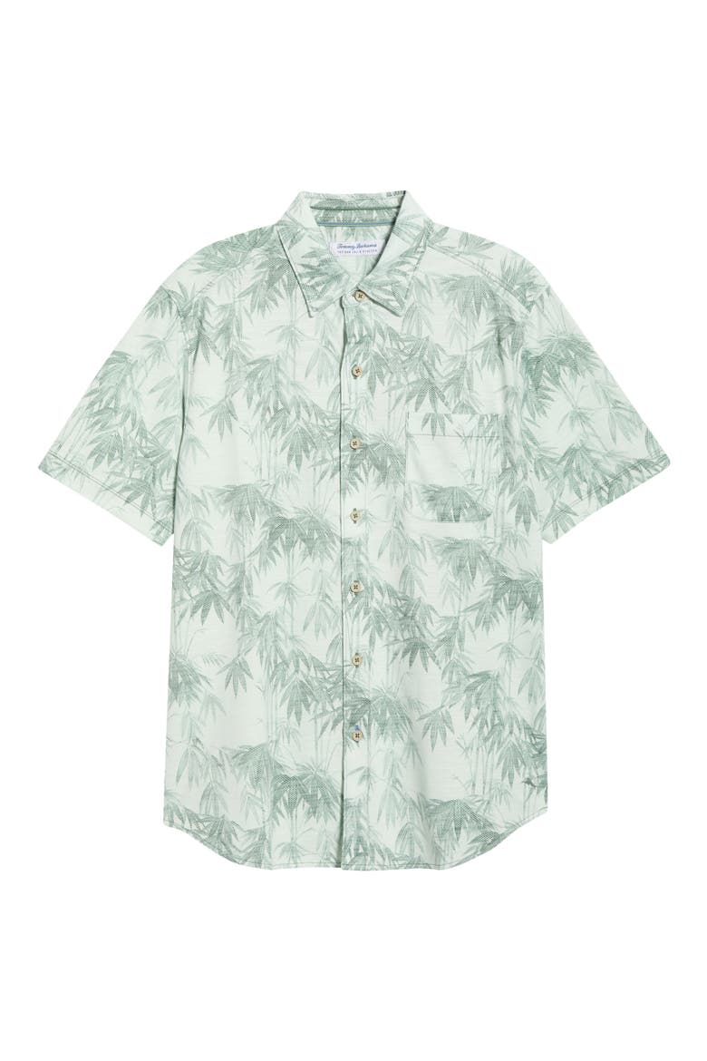 San Lucio Tides Bamboo Print IslandZone® Short Sleeve Cotton Blend Button-Up Shirt, Alternate, color, OXIDIZE METAL