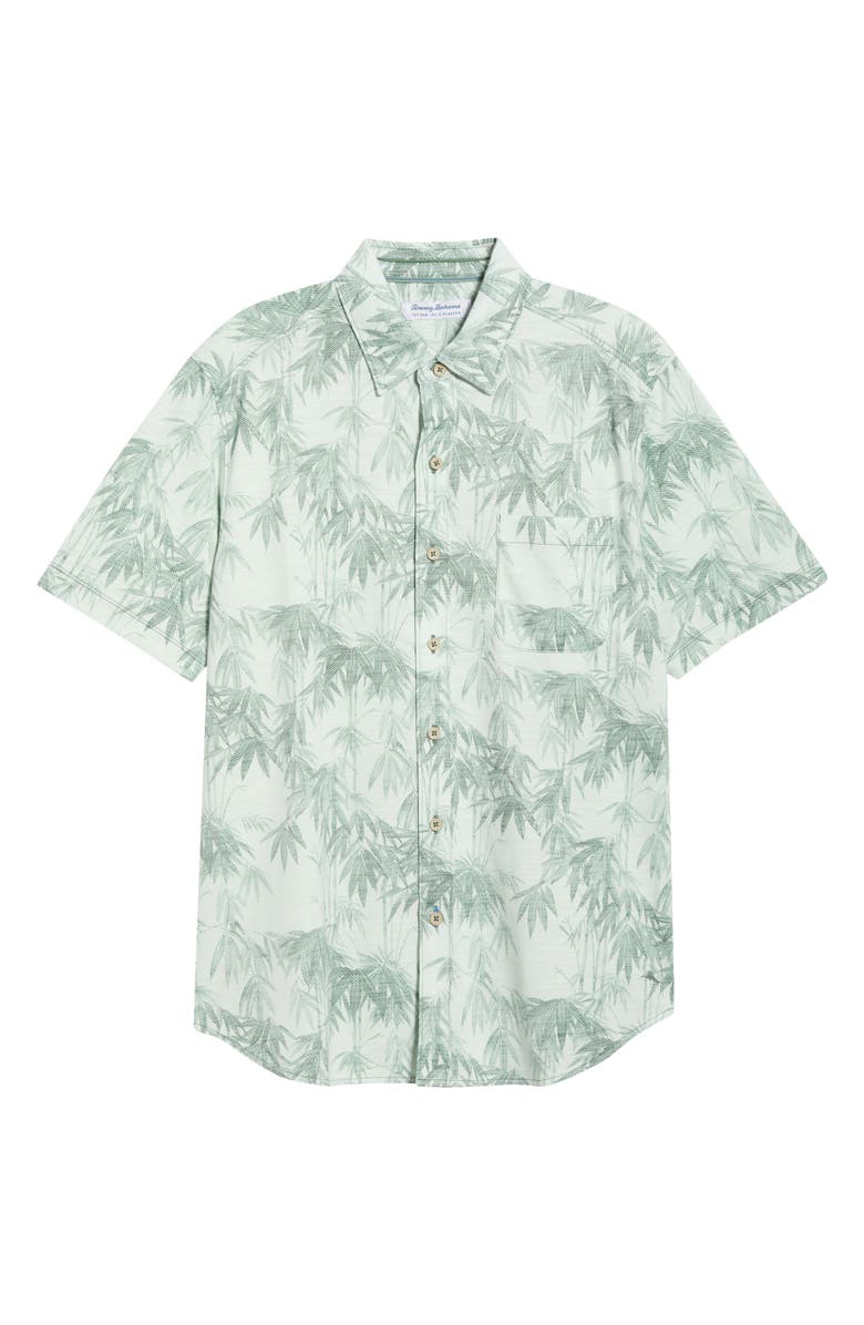 Tommy Bahama San Lucio Tides Bamboo Print IslandZone<sup>®</sup> Short Sleeve Cotton Blend Button-Up Shirt, Main, color, Oxidize Metal