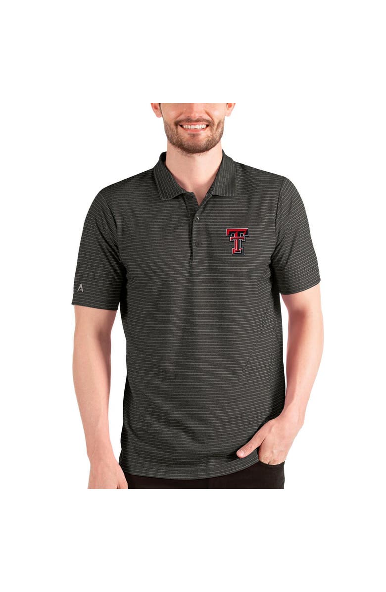 ANTIGUA Men's Antigua Heathered Black/Silver Texas Tech Red Raiders Esteem Polo, Main, color, 