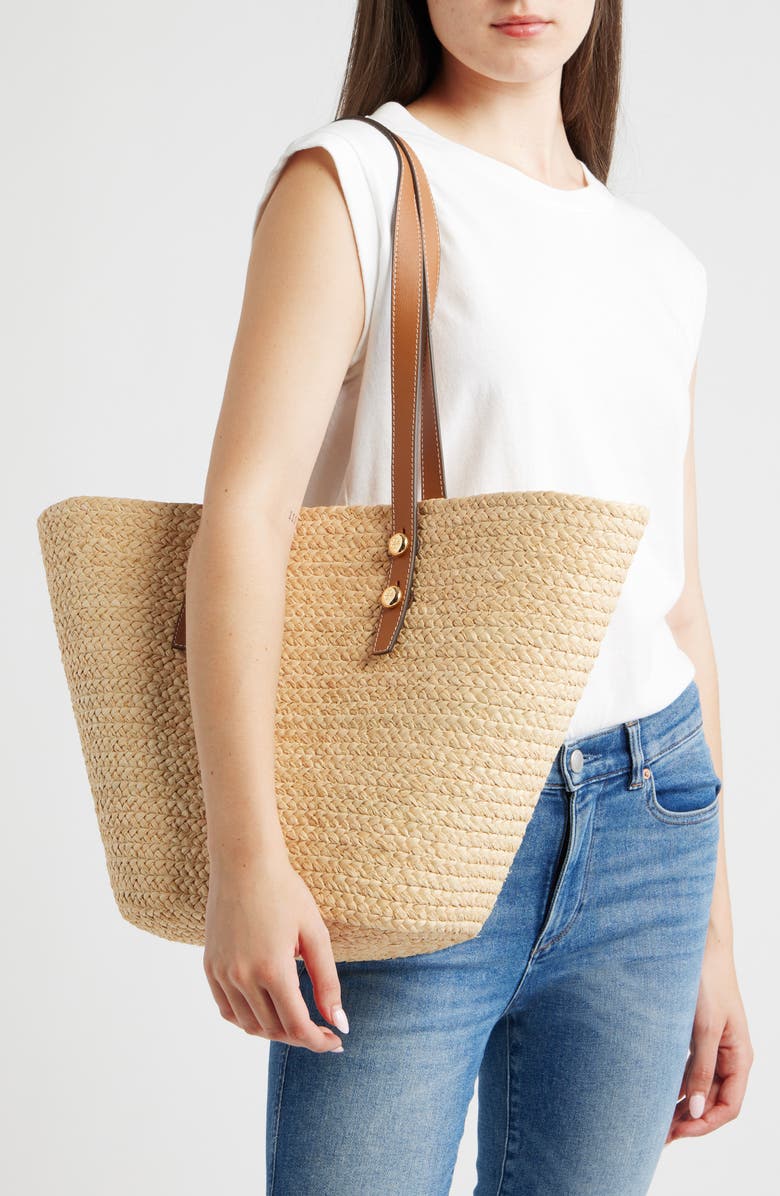 Tory Burch Large Romy Straw Basket Tote Bag, Alternate, color, Natural