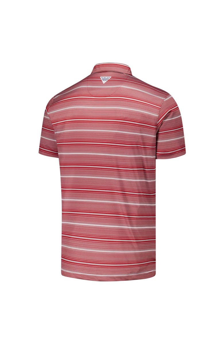 Columbia Men's Columbia Crimson Oklahoma Sooners PFG Super Terminal Tackle<sup>™</sup> Omni-Shade<sup>™</sup> Stripe Polo, Alternate, color, Crimson