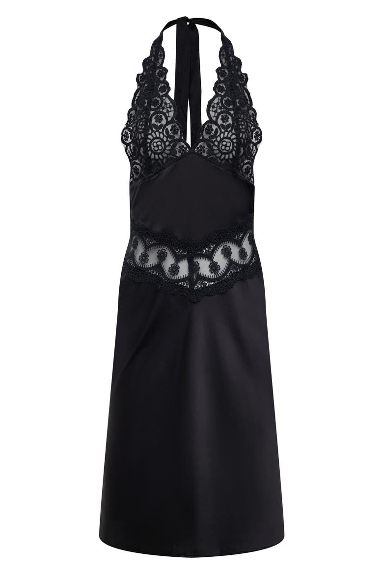 Solana Lace Inset Halter Dress, Alternate, color, ONYX