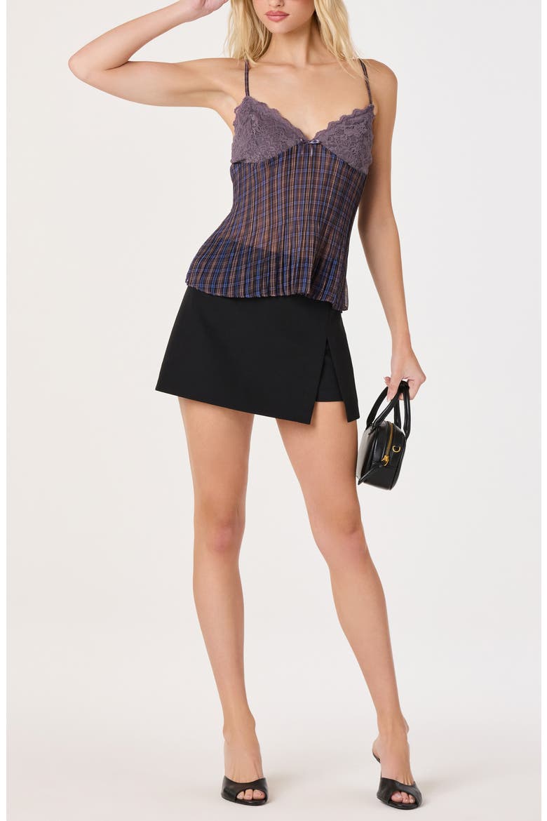 Haleigh Pleated Lace Camisole, Alternate, color, BLUE PLAID MULTI