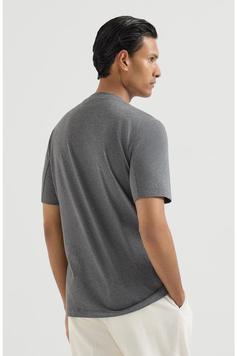Cotton jersey crew neck T-shirt with print, Alternate, color, Anthracite