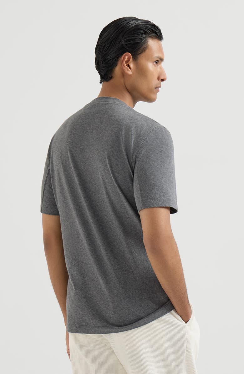 Brunello Cucinelli Cotton jersey crew neck T-shirt with print, Alternate, color, Anthracite