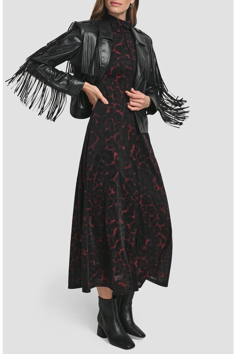 Fringe Faux Leather Jacket, Alternate, color, BLACK