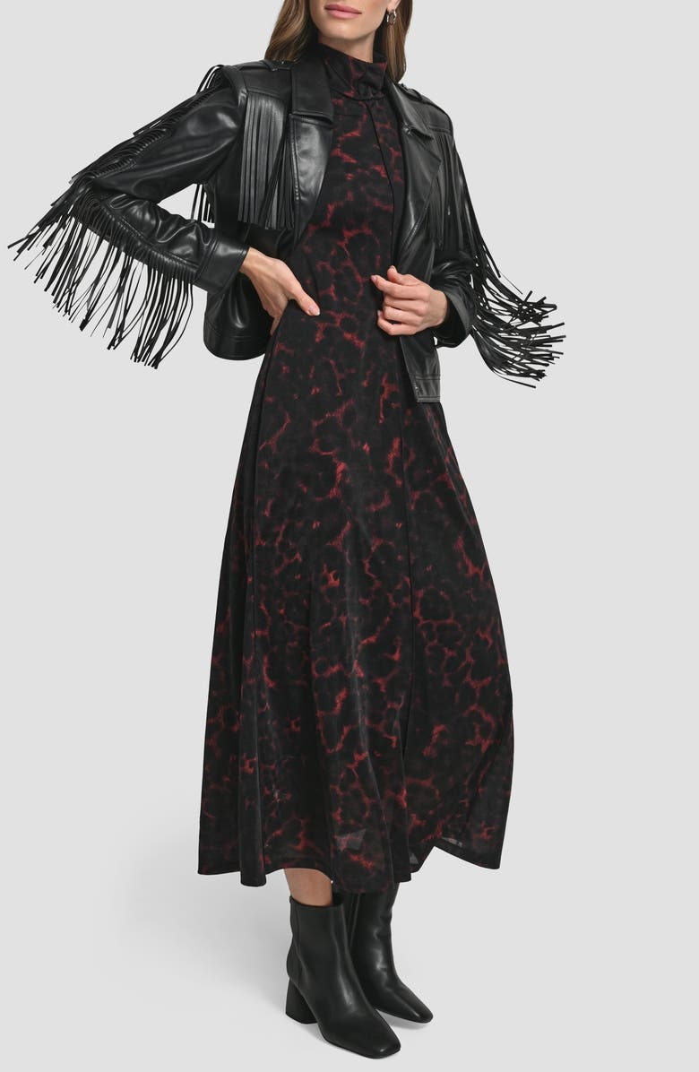 DKNY Fringe Faux Leather Jacket, Alternate, color, Black