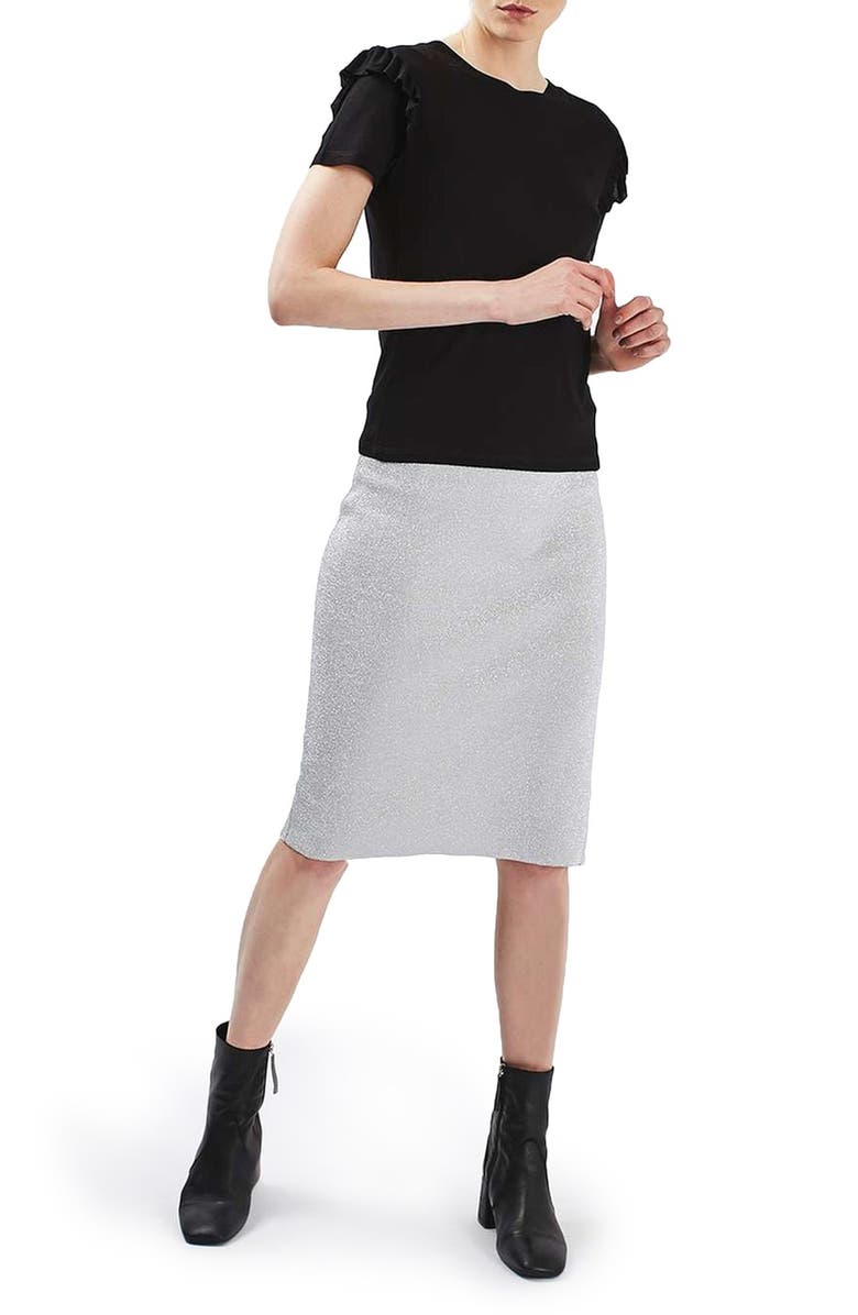 Topshop Frill Sleeve Tee, Alternate, color, 