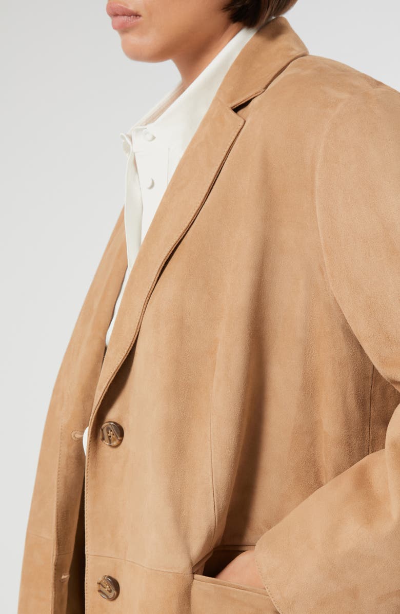 Marina Rinaldi Olivi Suede Blazer, Alternate, color, Beige