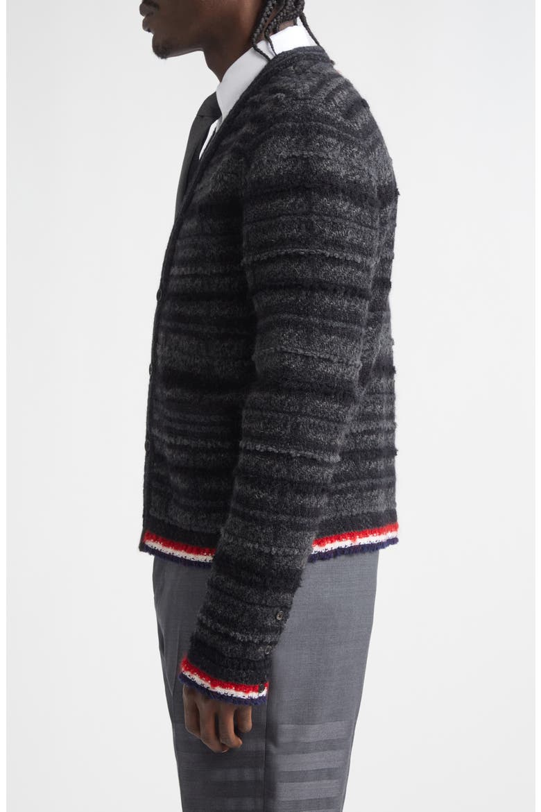 Tartan Check Inlay Jacquard Cardigan, Alternate, color, BLACK