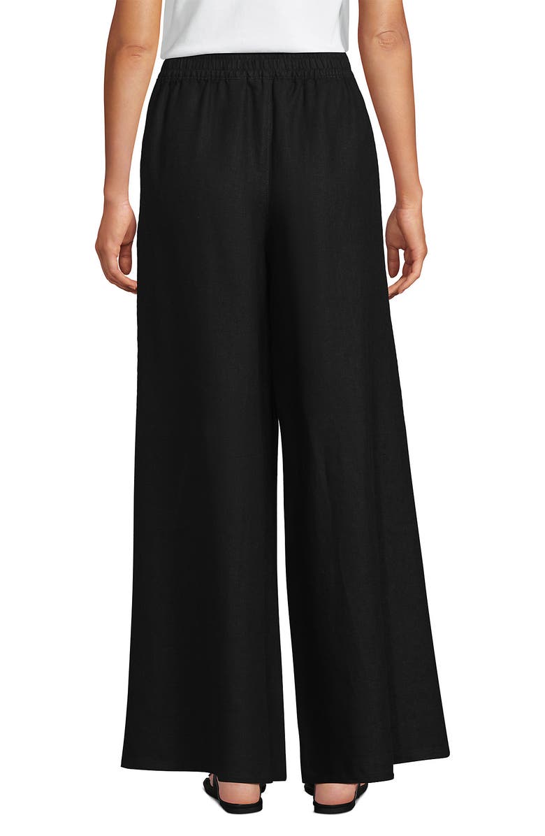 Lands' End Linen High Rise Palazzo Pants, Alternate, color, Black