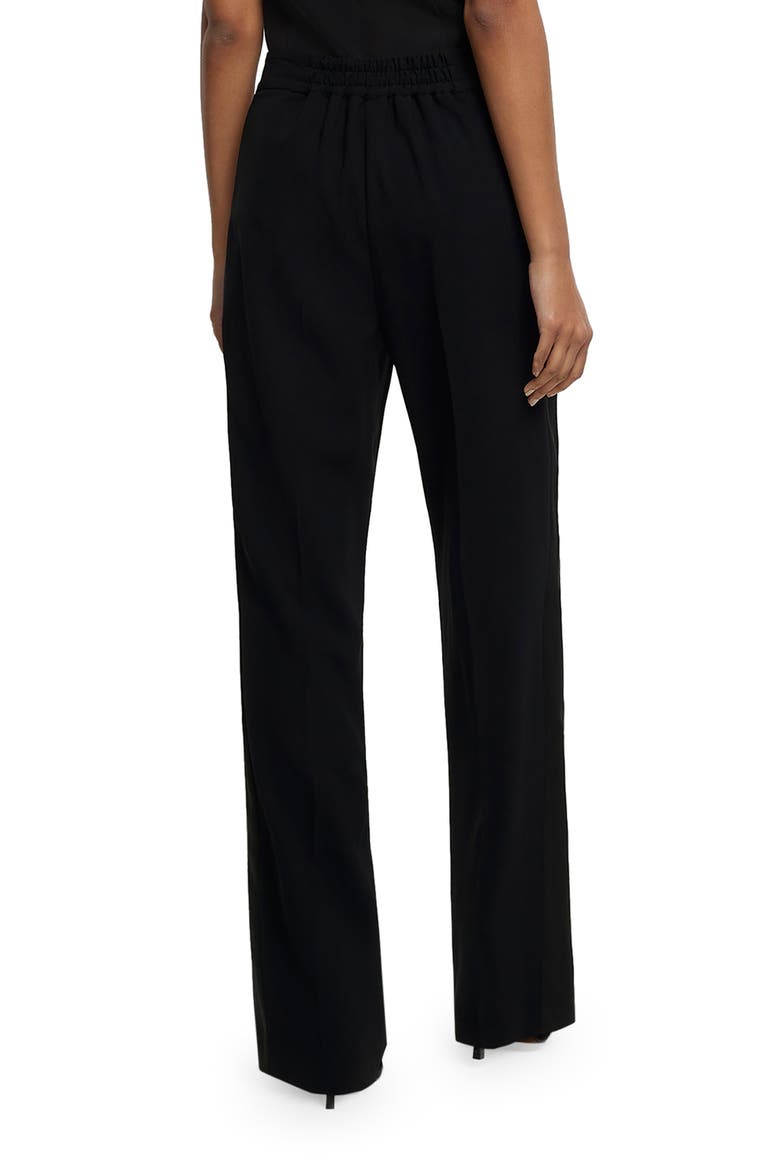 Satin Stripe Crepe Straight Leg Pants, Alternate, color, BLACK