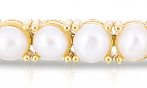 Shop Chloe & Madison Chloe And Madison Faux Pearl Tennis Bracelet In Gold