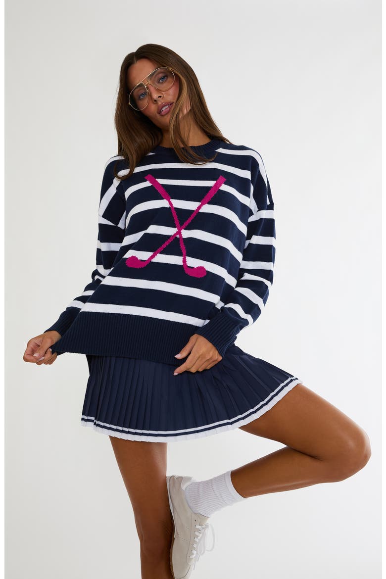 Callie Stripe Sweater, Alternate, color, DUSK CLUB STRIPE
