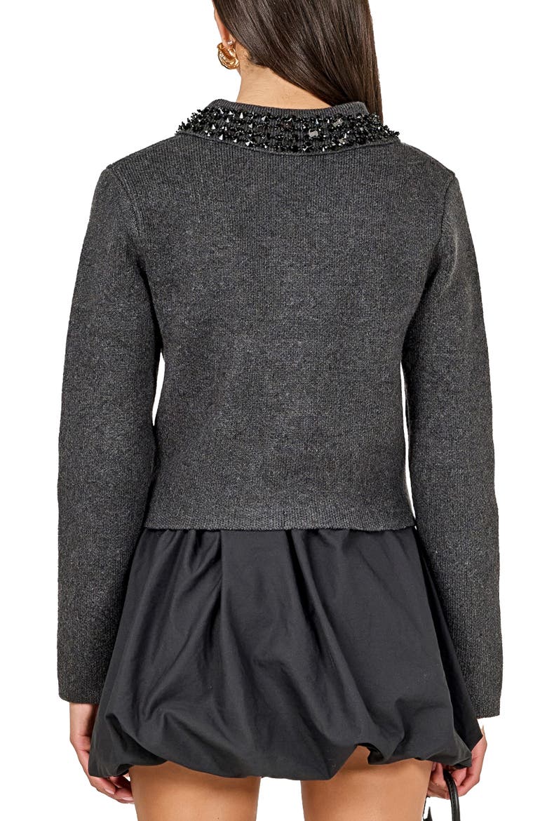 Jewel Trim Sweater, Alternate, color, CHARCOAL