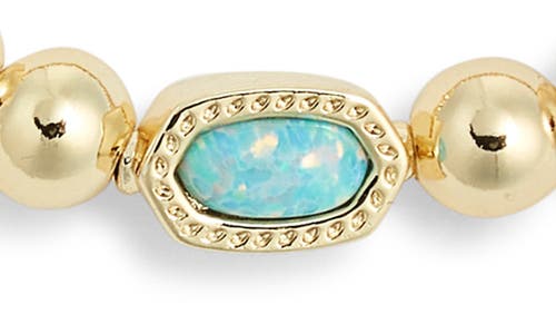 Kendra Scott Mini Elaina Beaded Stretch Bracelet In Gold Light Teal Opal