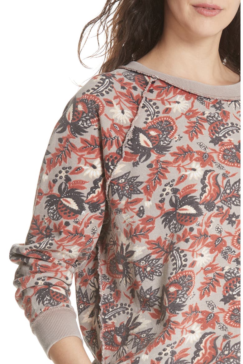 Go on Get Floral Sweatshirt, Alternate, color, BROWN