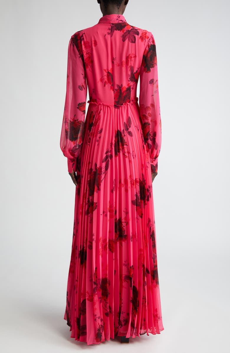 Erdem Floral Print Pleated Long Sleeve Voile Gown, Alternate, color, 