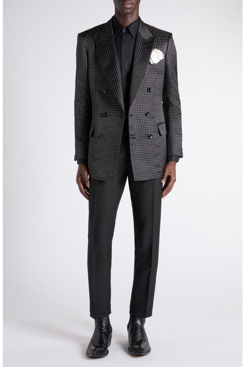 Flat Front Fine Wool & Silk Barathea Dress Pants, Alternate, color, NAA BLACK