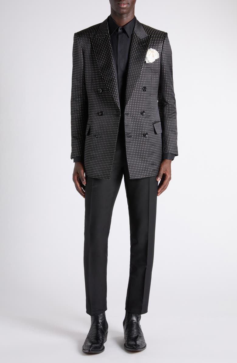 TOM FORD Flat Front Fine Wool & Silk Barathea Dress Pants, Alternate, color, Naa Black