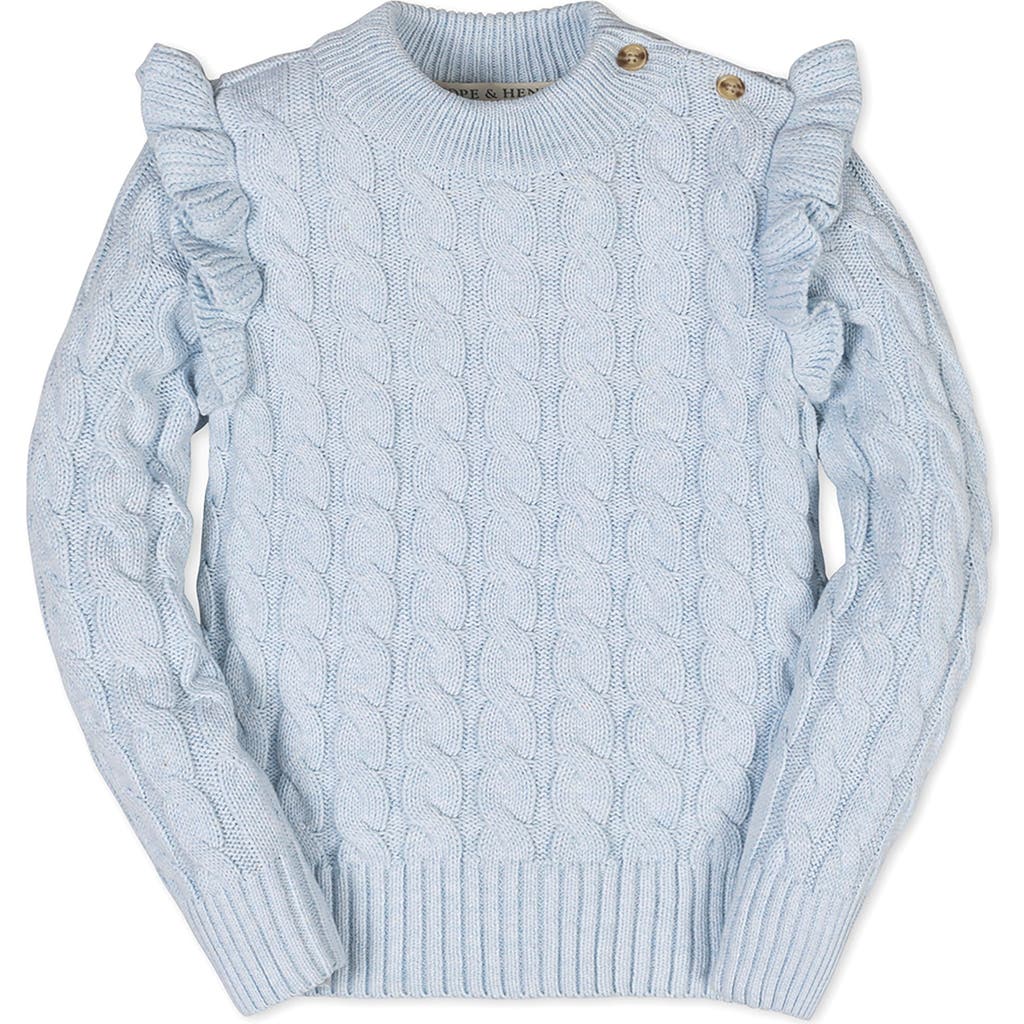 Hope & Henry Kids' Organic Long Sleeve Mock Neck Sweater With Ruffle In Blue